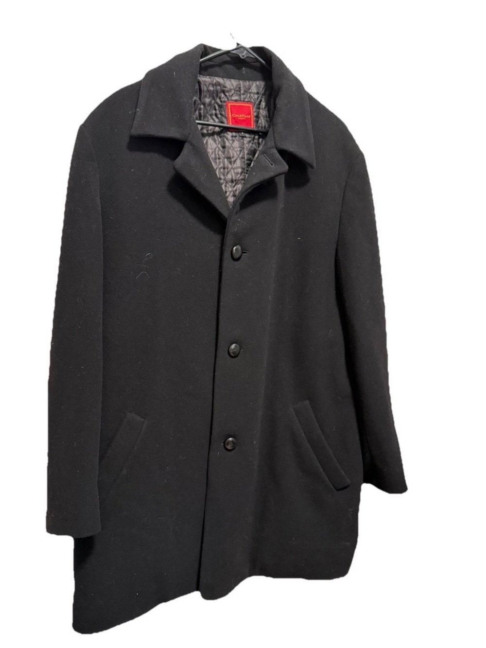 Cole Haan Men’s Wool Blend Quilted Lined Peacoat Jacket Black Size L